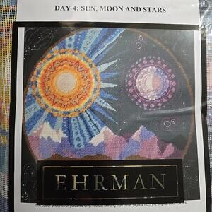 Ehrman Needlepoint Kit Day 4 Sun Moon & Stars  16x16" New
